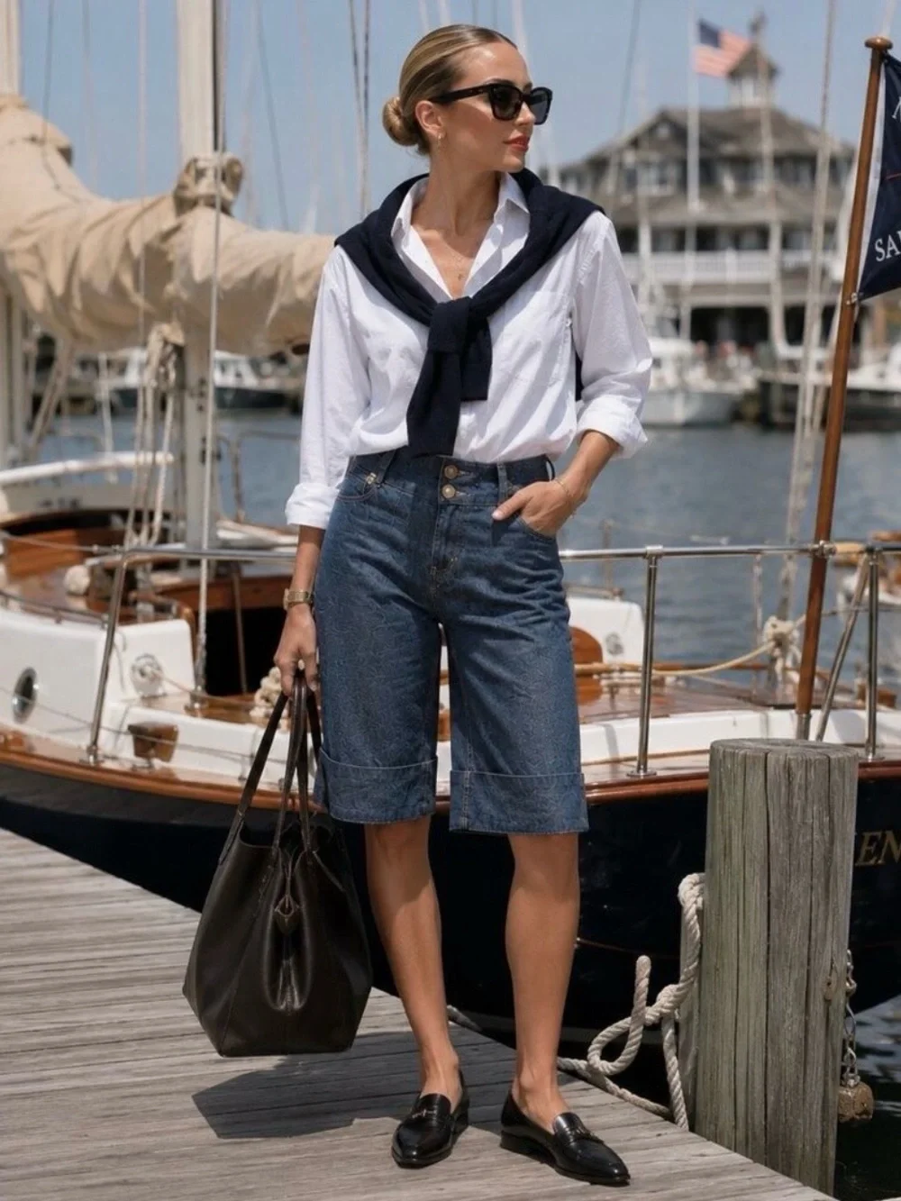 Vintage Banana Republic Classic Chambray Gaucho Bermuda Shorts Sailor Waist 0P
